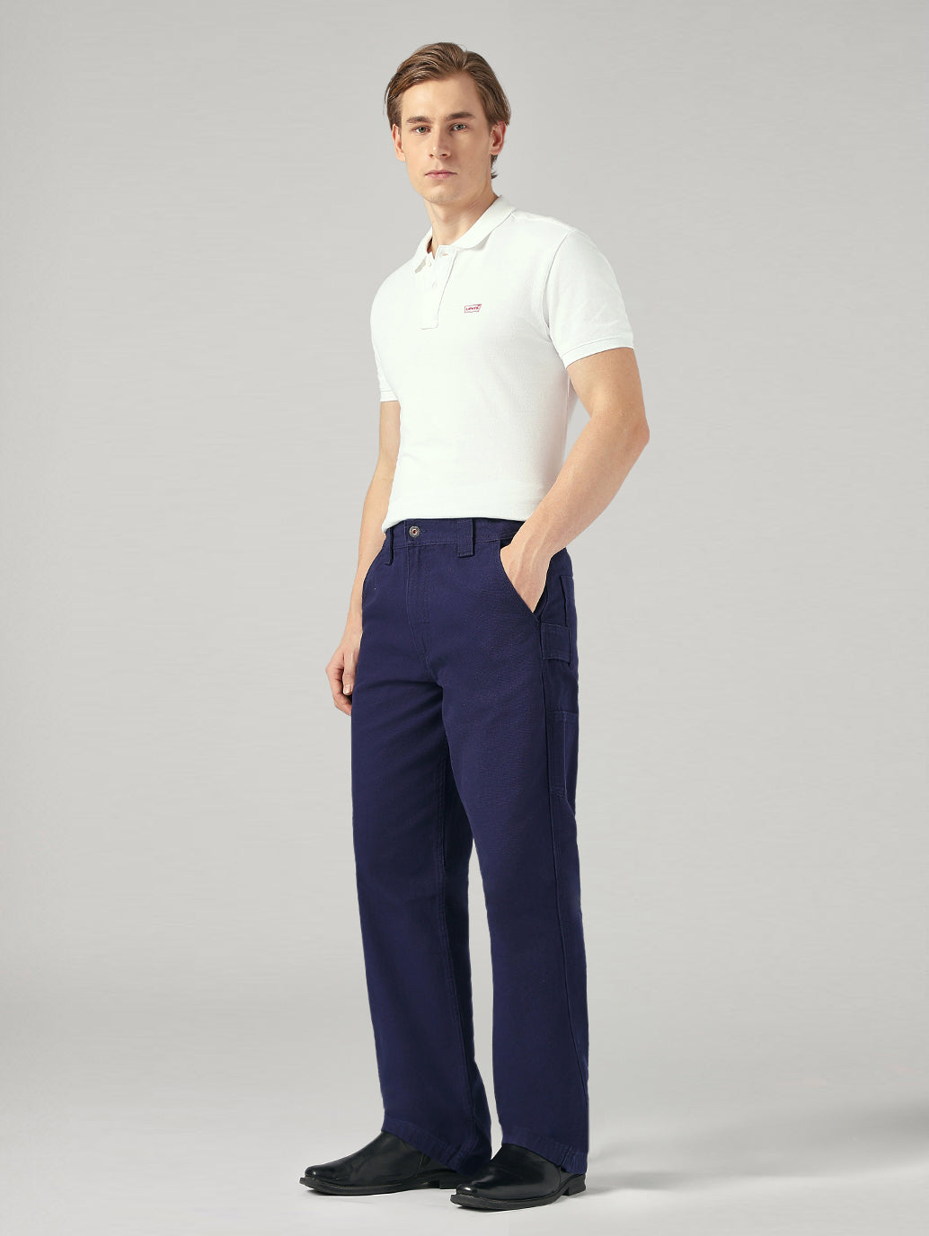 Men's 568 Blue Loose Fit Mid Rise Cargos - Side View