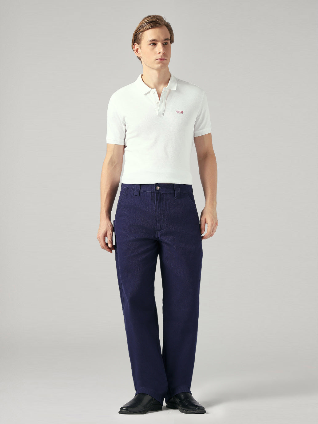 Men's 568 Blue Loose Fit Mid Rise Cargos - Front View