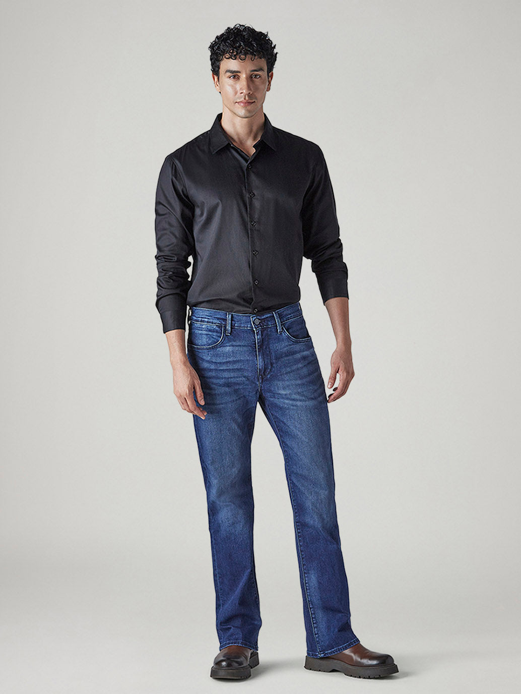 Men's 527 Dark Indigo Bootcut Fit Mid Rise Redloop Jeans - Front View