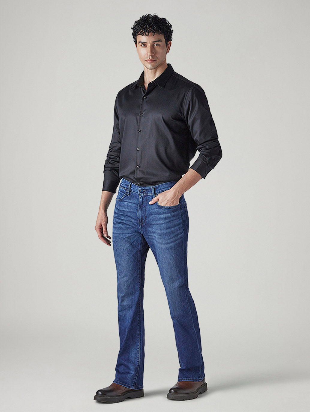 Men's 527 Dark Indigo Bootcut Fit Mid Rise Redloop Jeans - Side View
