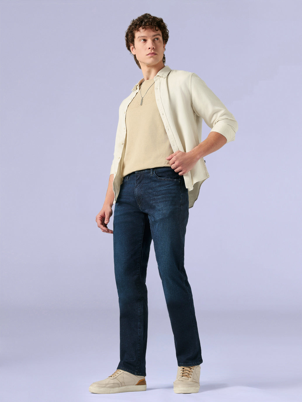 Men's Redloop 513 Dark Blue Slim Straight Fit Mid Rise Jeans
