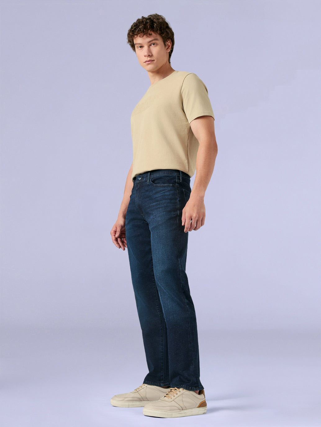 Men's Redloop 513 Dark Blue Slim Straight Fit Mid Rise Jeans - Side View