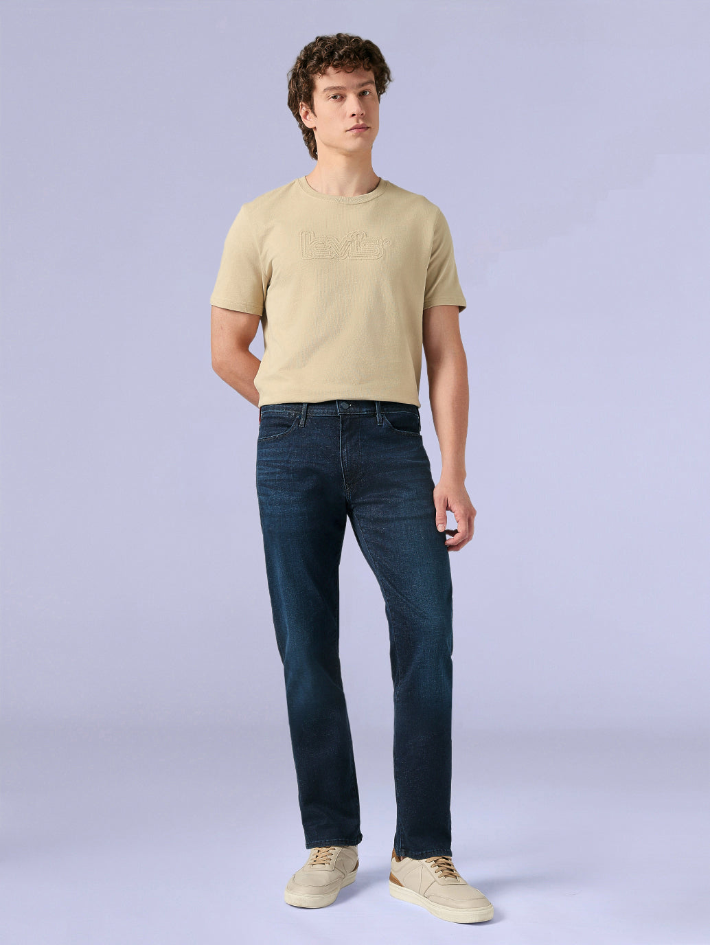 Men's Redloop 513 Dark Blue Slim Straight Fit Mid Rise Jeans - Front View