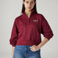 Women's Solid Maroon Mock Neck Sweatshirt - 20 View