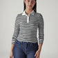 Women's Striped Black Slim Fit Ribbed T-shirt - Front View