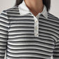 Women's Striped Black Slim Fit Ribbed T-shirt - 20 View