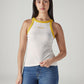Women's Colorblock White Racer Back Ribbed Top - Front View
