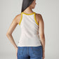 Women's Colorblock White Racer Back Ribbed Top - Back View