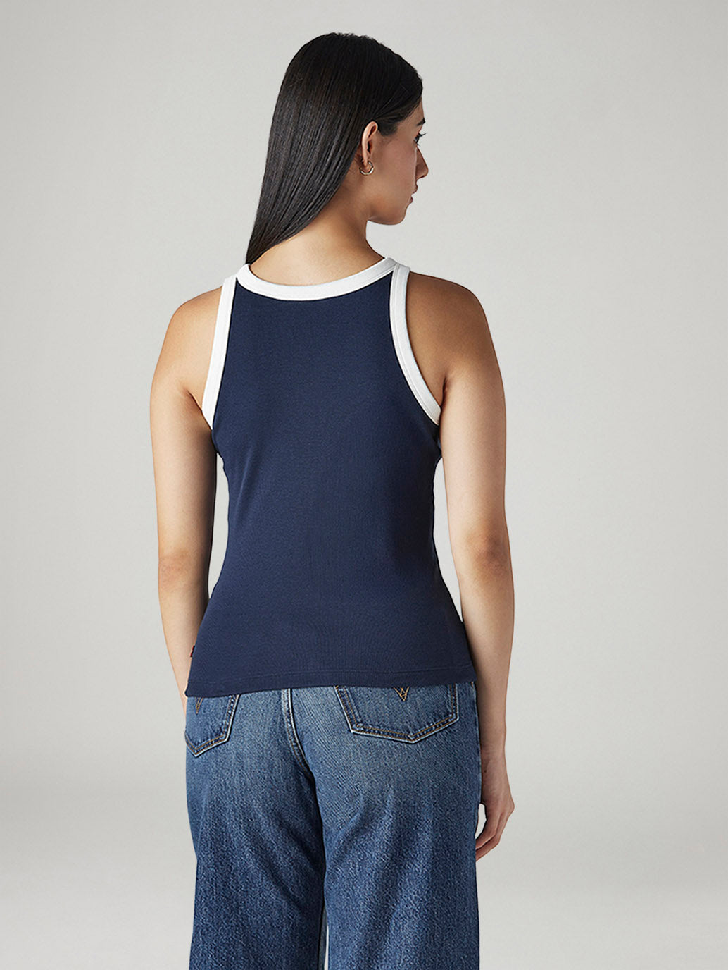 Women's Embroidered Slim Fit Ribbed Top - Back View