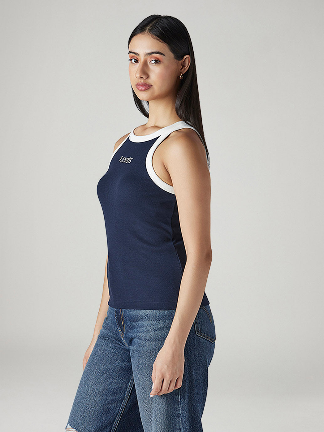 Women's Embroidered Slim Fit Ribbed Top - Side View