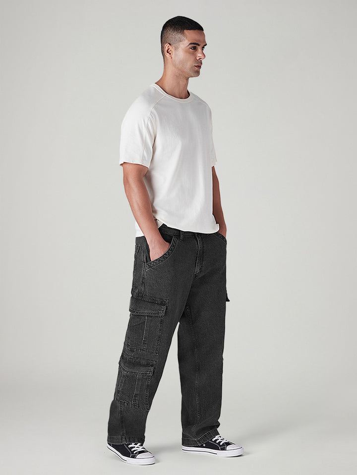 Men's 568 Charcoal Grey Loose Fit Mid Rise Cargos