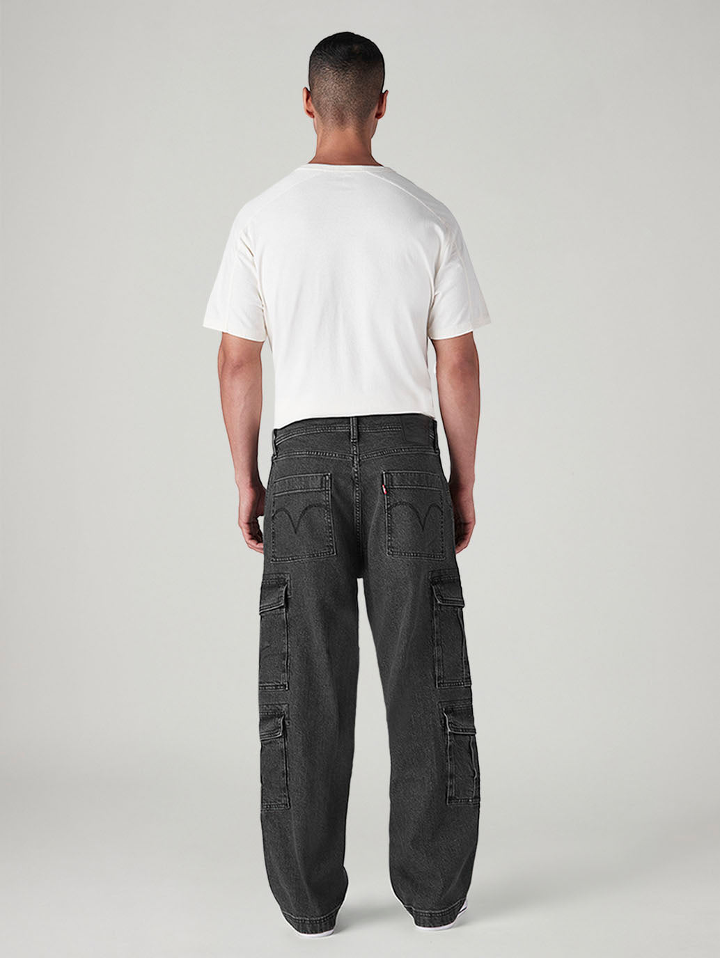 Men's 568 Charcoal Grey Loose Fit Mid Rise Cargos - 20 View