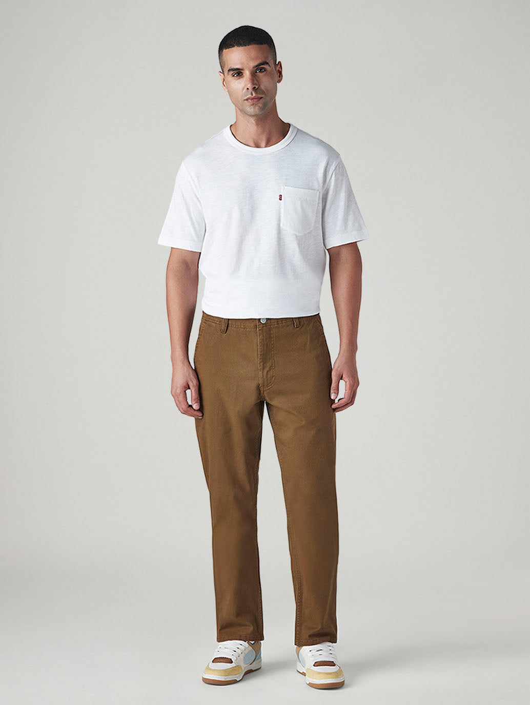 Men's Authentic Relaxed Straight Fit Mid Rise Hyper Stretch Chinos - Front View