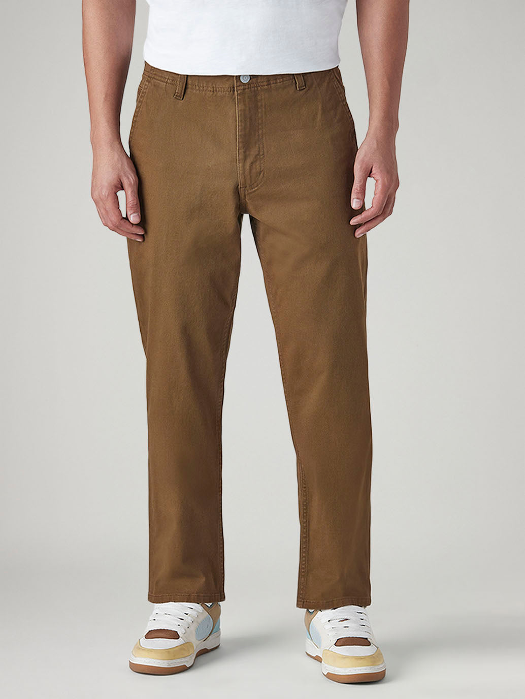 Men's Authentic Relaxed Straight Fit Mid Rise Hyper Stretch Chinos - Front View