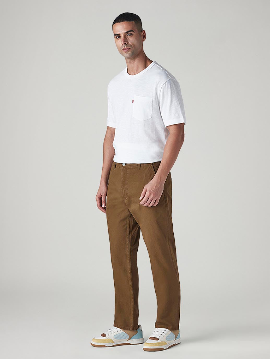 Men's Authentic Relaxed Straight Fit Mid Rise Hyper Stretch Chinos - Side View