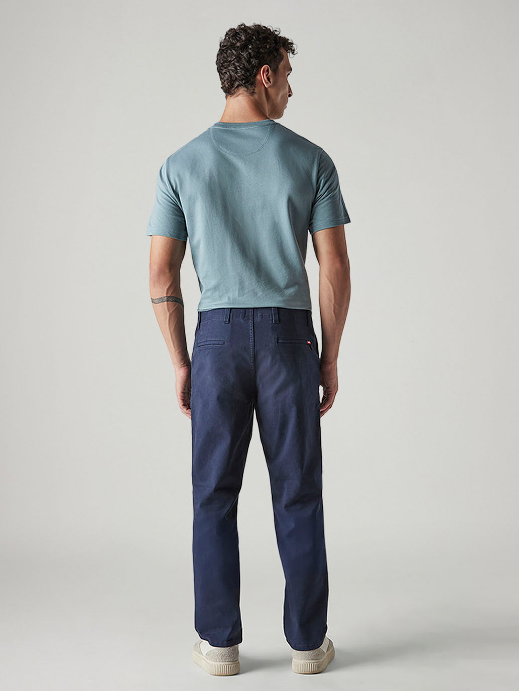 Men's Navy Authentic Relaxed Fit Mid Rise Chinos - Back View