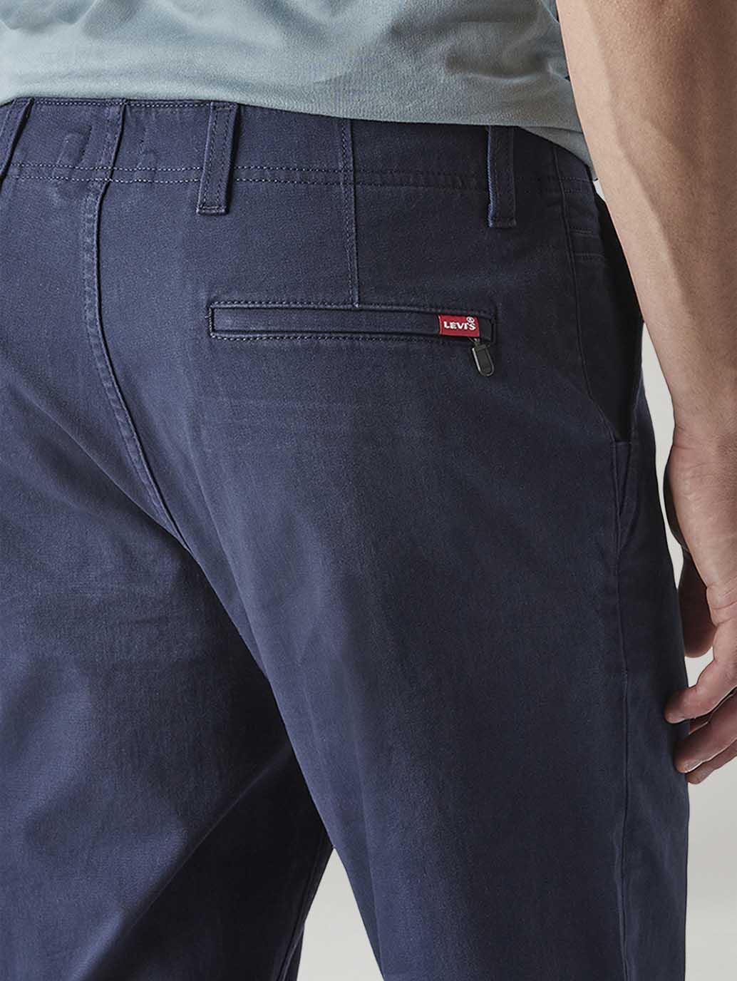 Men's Navy Authentic Relaxed Fit Mid Rise Chinos - Detail View