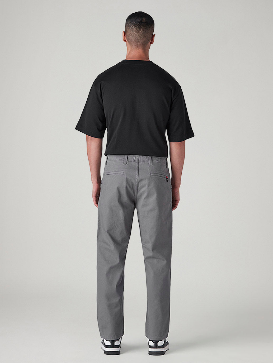 Men's Grey Authentic Relaxed Fit Mid Rise Chinos - Back View