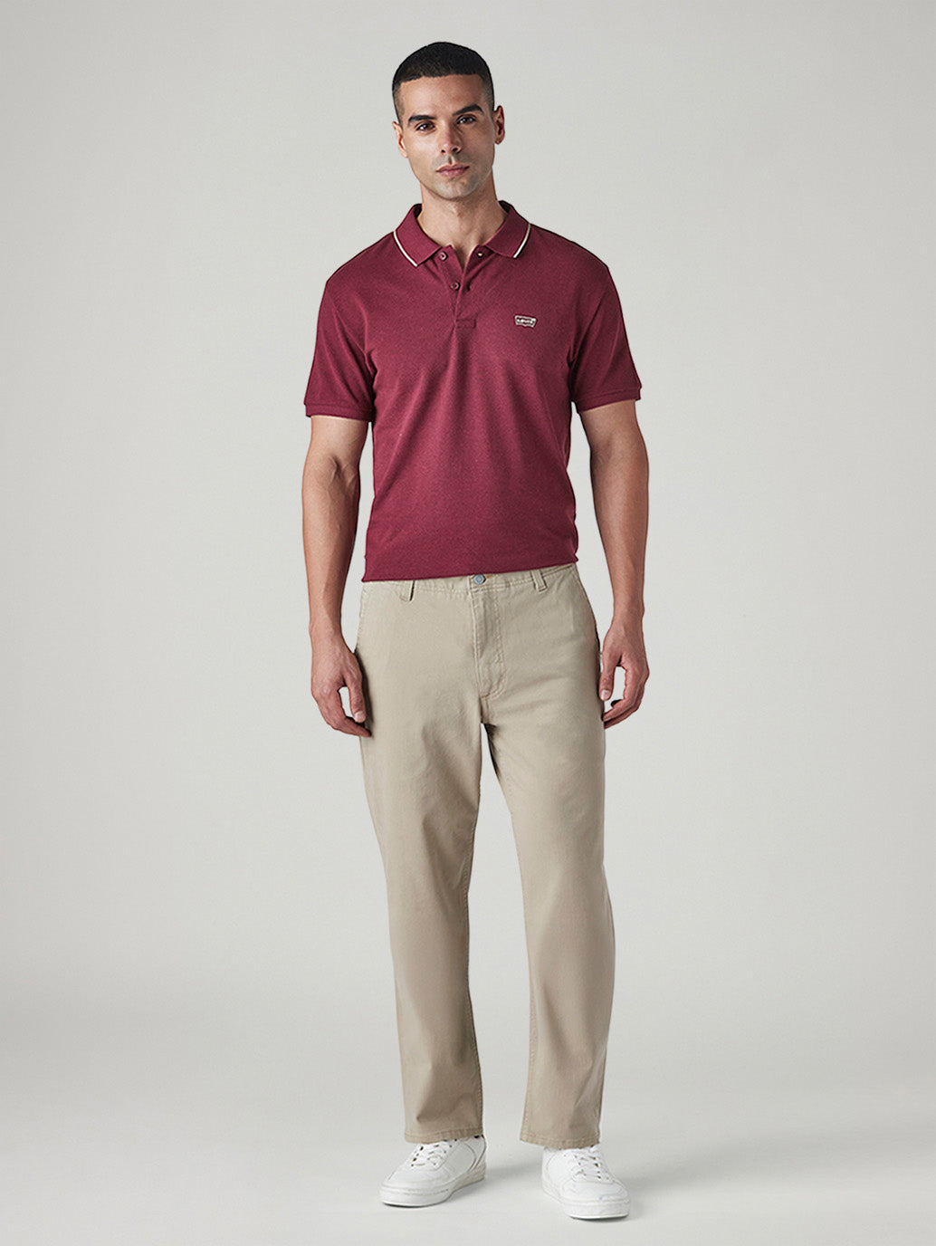 Men's Authentic Relaxed Straight Fit Mid Rise Hyper Stretch Chinos - Front View