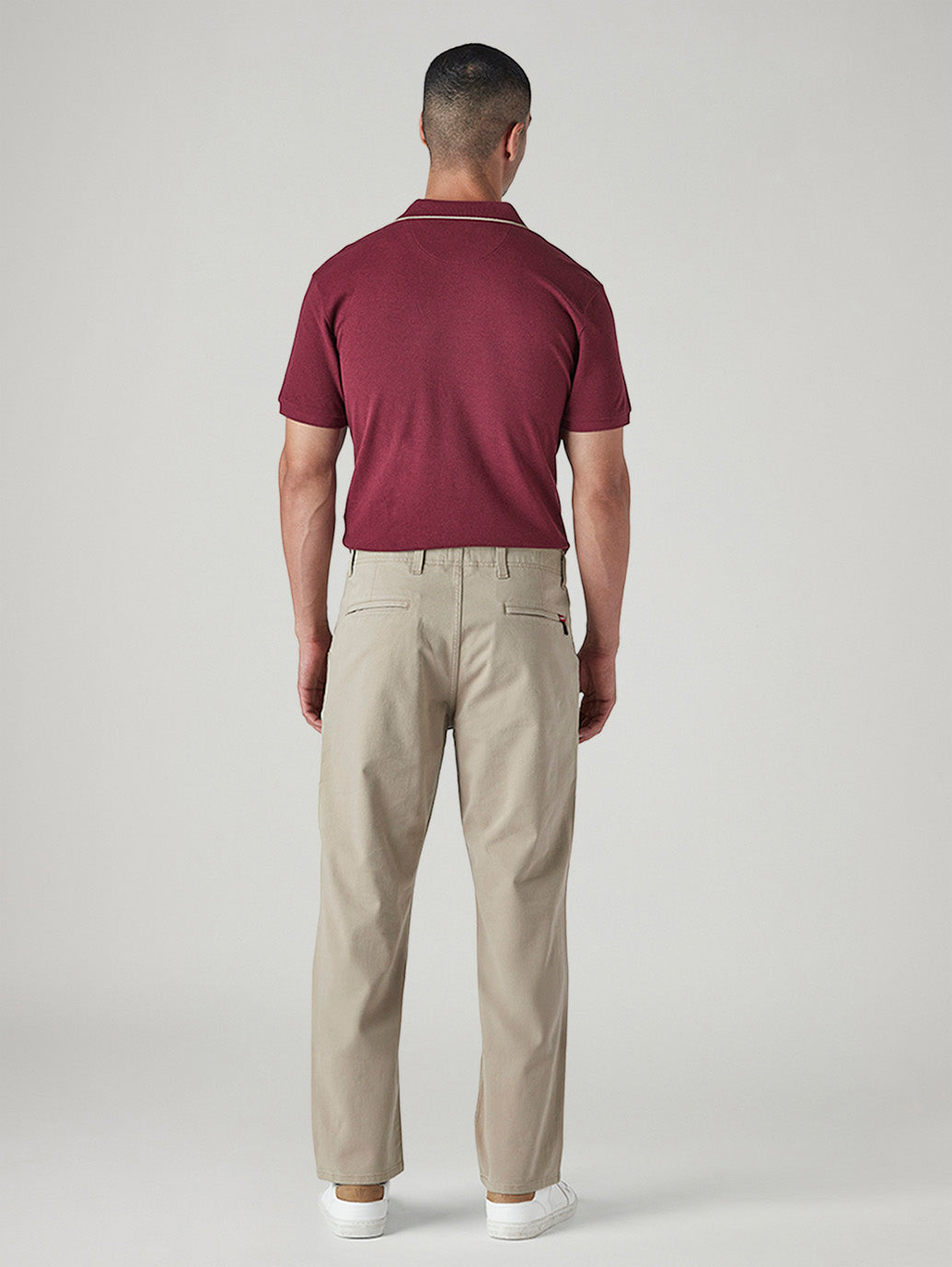 Men's Authentic Relaxed Straight Fit Mid Rise Hyper Stretch Chinos - Back View