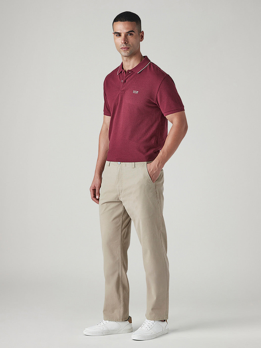 Men's Authentic Relaxed Straight Fit Mid Rise Hyper Stretch Chinos - Side View