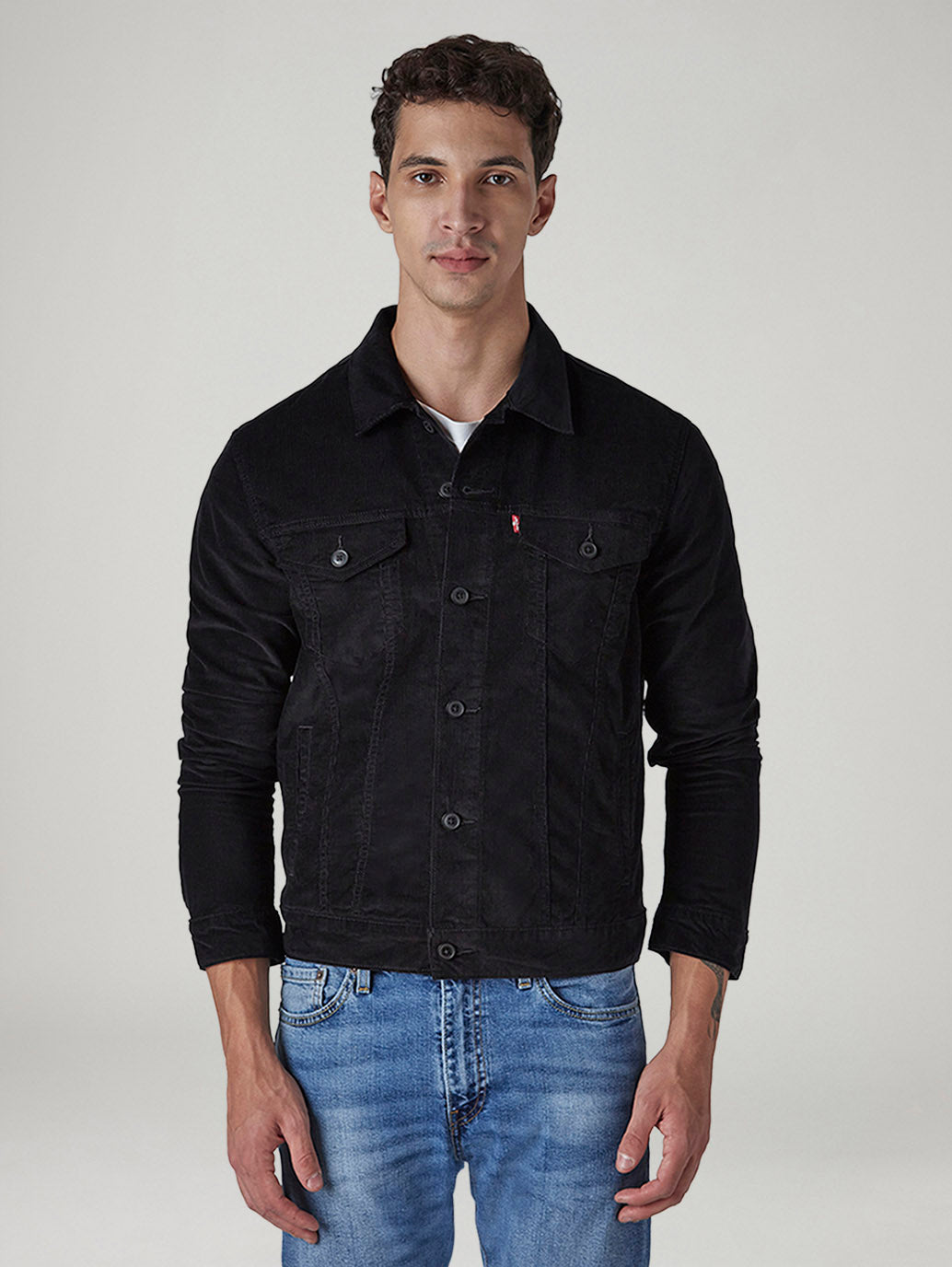 Men's Solid Regular Fit Corduroy Denim Jacket - 20 View