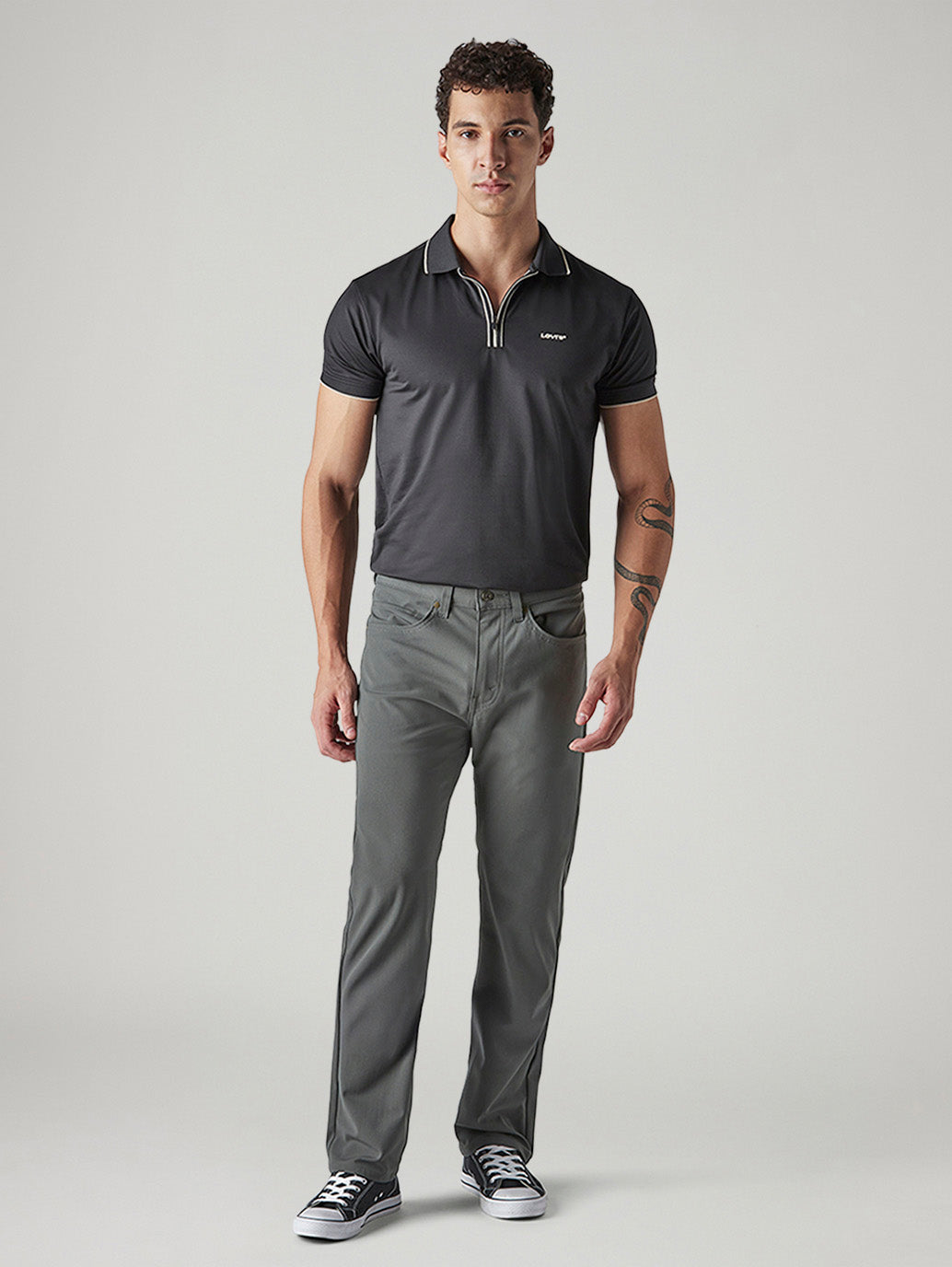 Men's 511 Grey Slim Fit Mid Rise Tech Pant - Front View