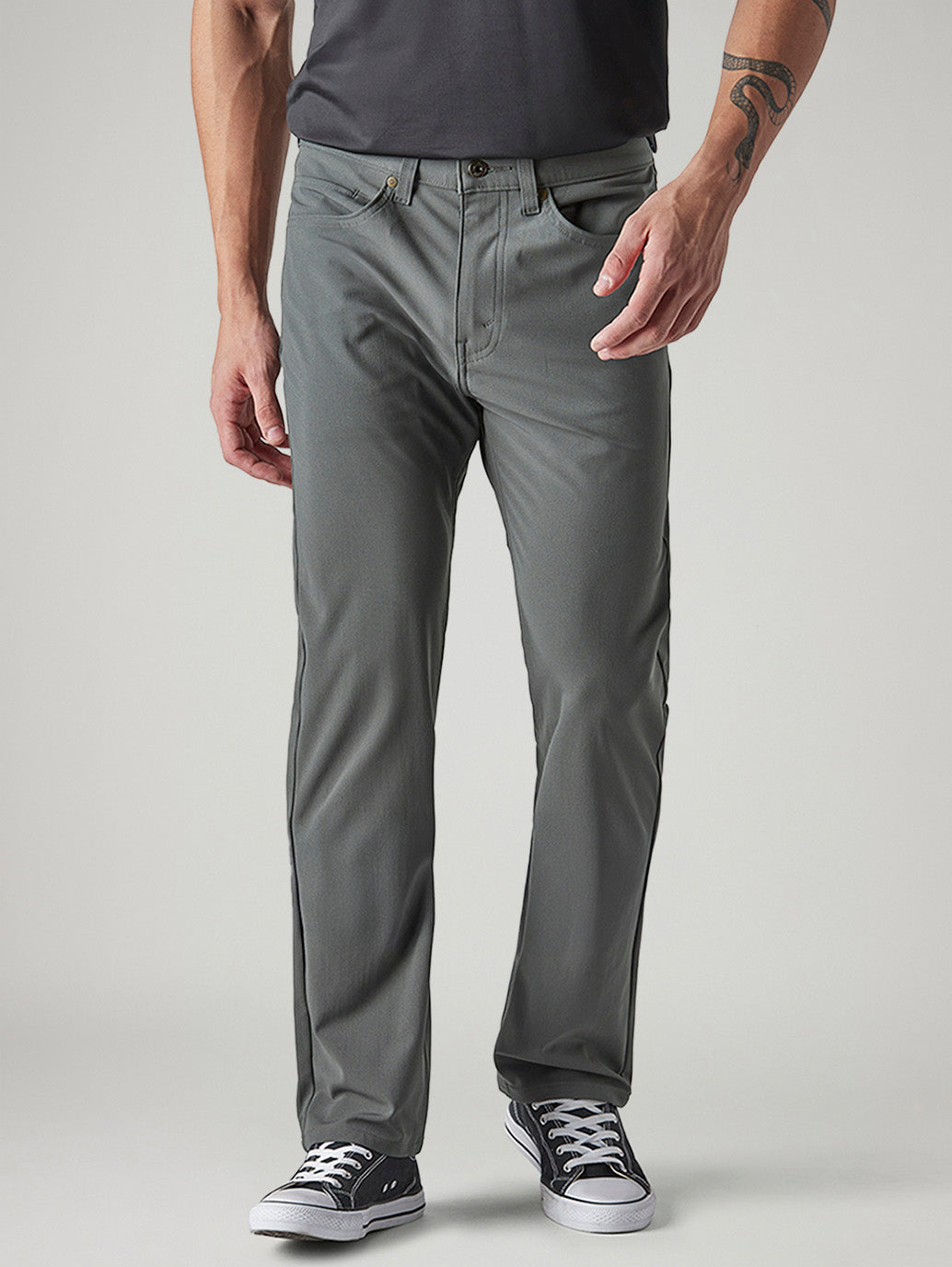 Men's 511 Grey Slim Fit Mid Rise Tech Pant - Front View