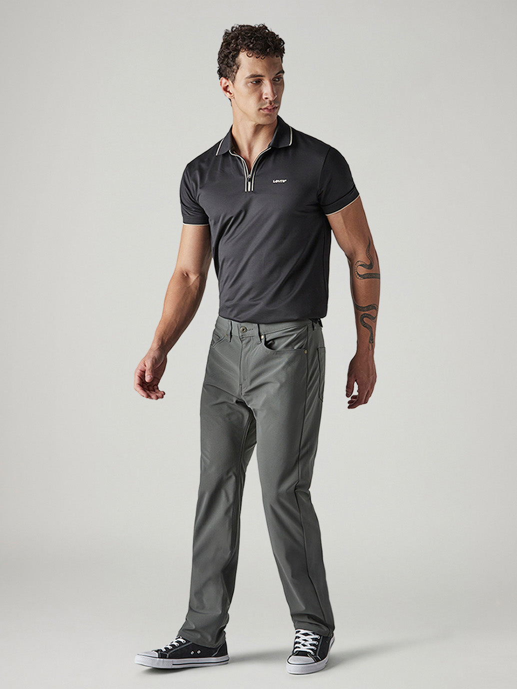 Men's 511 Grey Slim Fit Mid Rise Tech Pant - Side View
