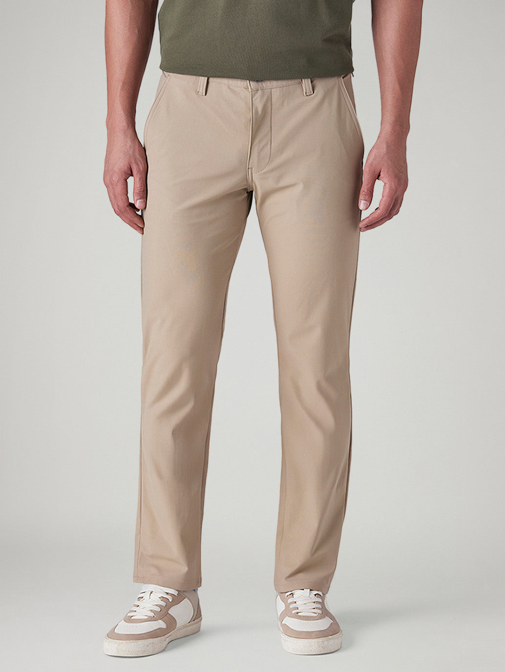 Men's 511 Beige Slim Fit Mid Rise Tech Pant - Front View