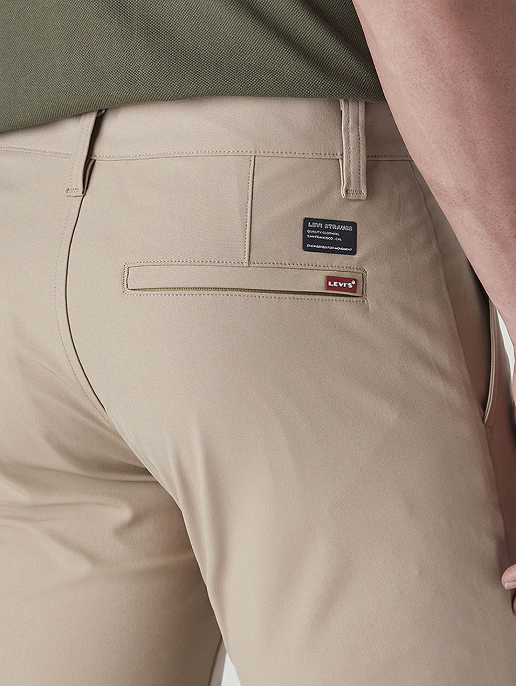 Men's 511 Beige Slim Fit Mid Rise Tech Pant - Detail View
