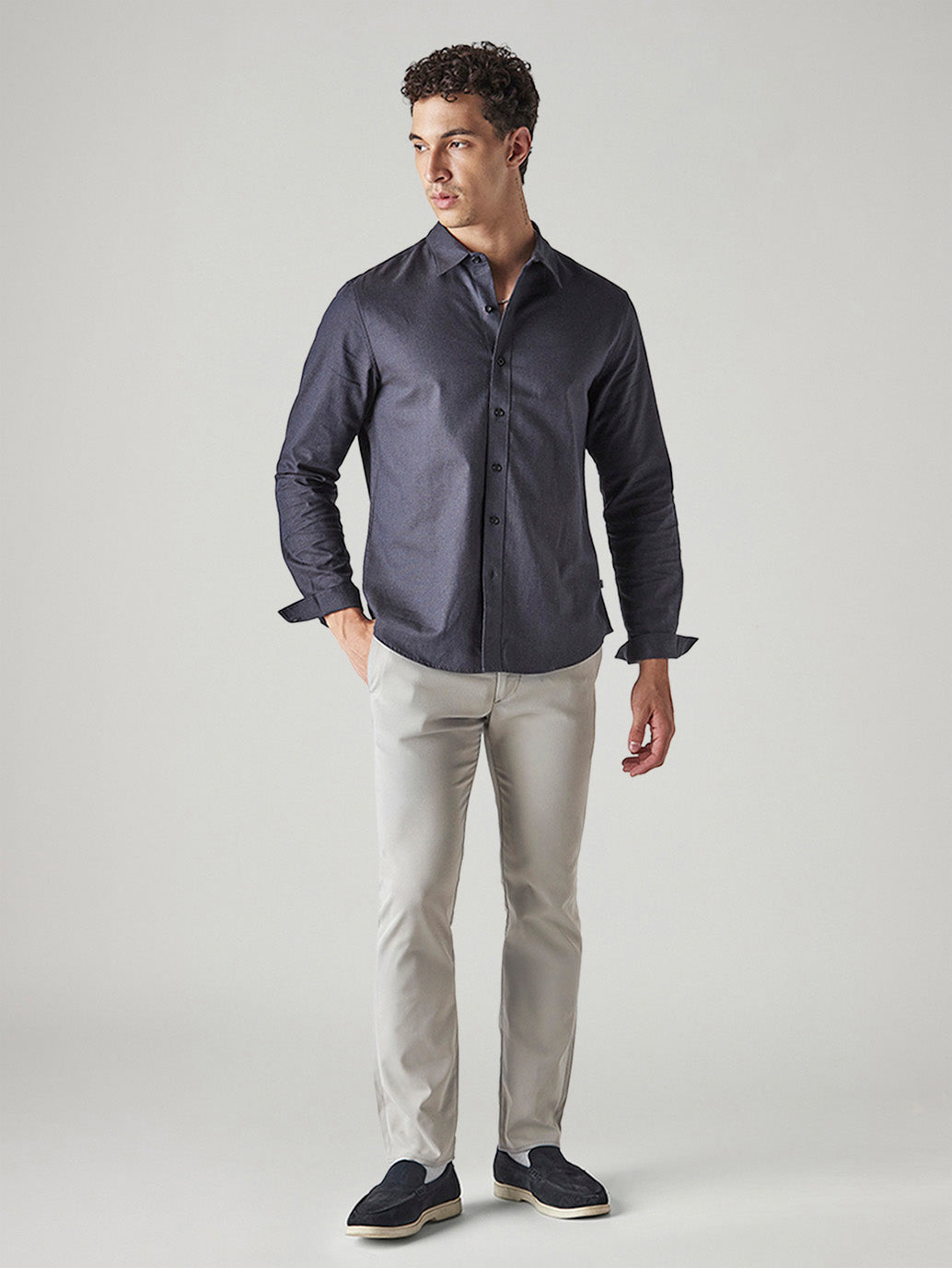Men's Solid Slim Fit Oxford Redloop Shirt