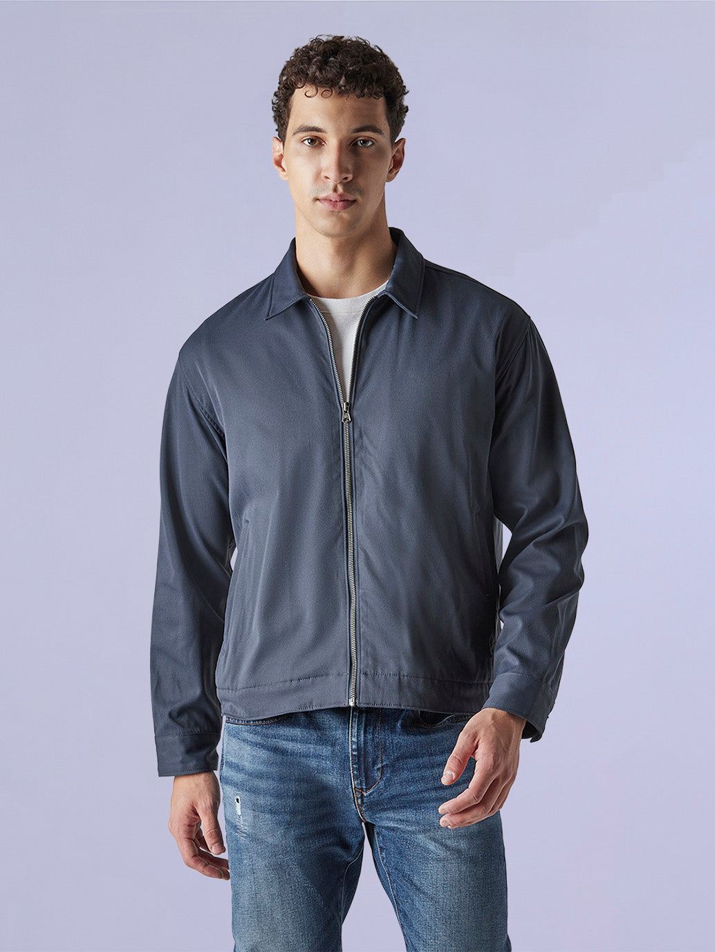 Men's Solid Regular Fit Redloop Denim Tech Jacket - 7d4a64f5-36d1-4218-90ac-36b135db1552 View