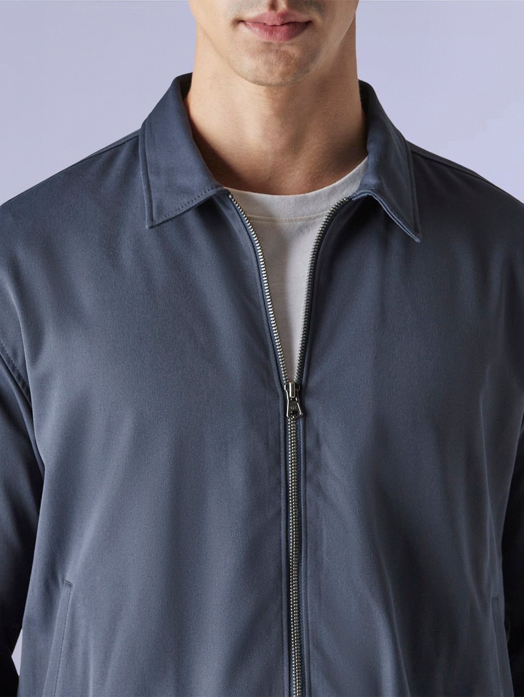 Men's Solid Regular Fit Redloop Denim Tech Jacket - detail View