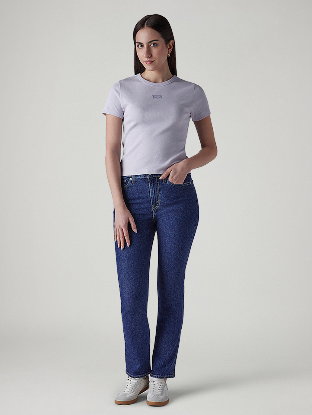 Women's Blue Ribcage Slim Fit High Rise Jeans - Front View