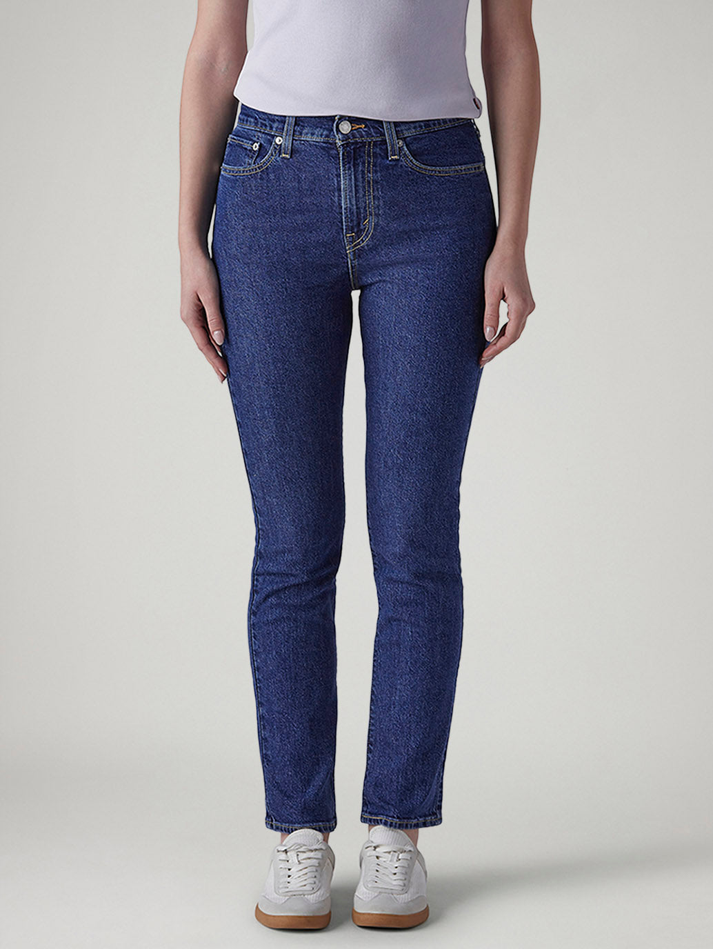Women's Blue Ribcage Slim Fit High Rise Jeans - Front View