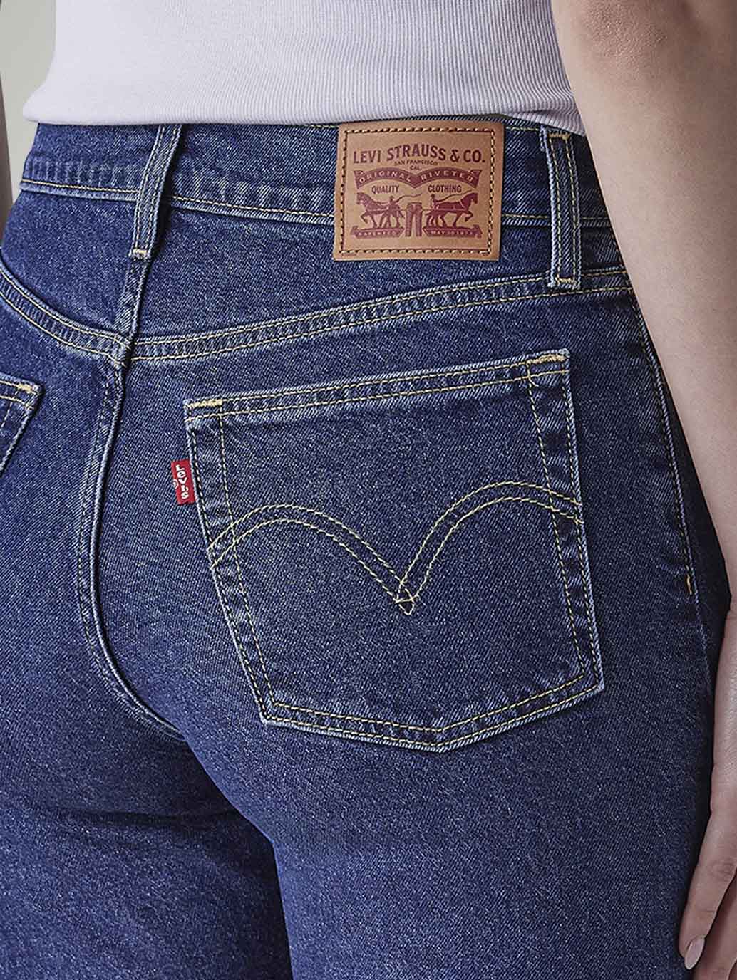 Women's Blue Ribcage Slim Fit High Rise Jeans - Detail View
