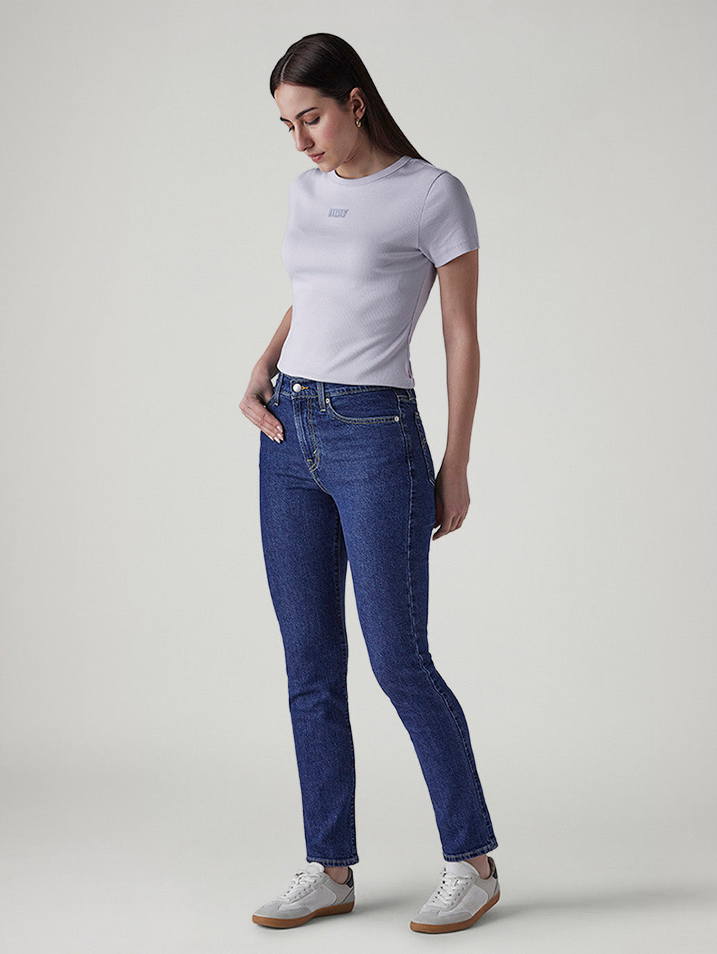Women's Blue Ribcage Slim Fit High Rise Jeans - Side View