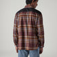 Men's Brown Checkered Relaxed Fit Utility Shirt - Back View