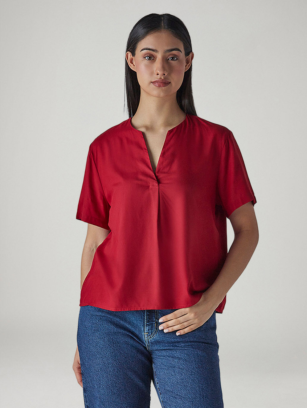 Women's Solid Regular Fit Poplin Top