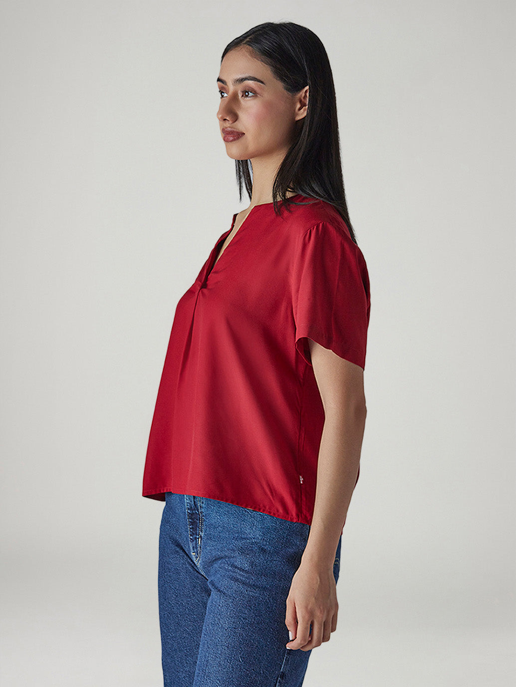 Women's Solid Regular Fit Poplin Top - Side View