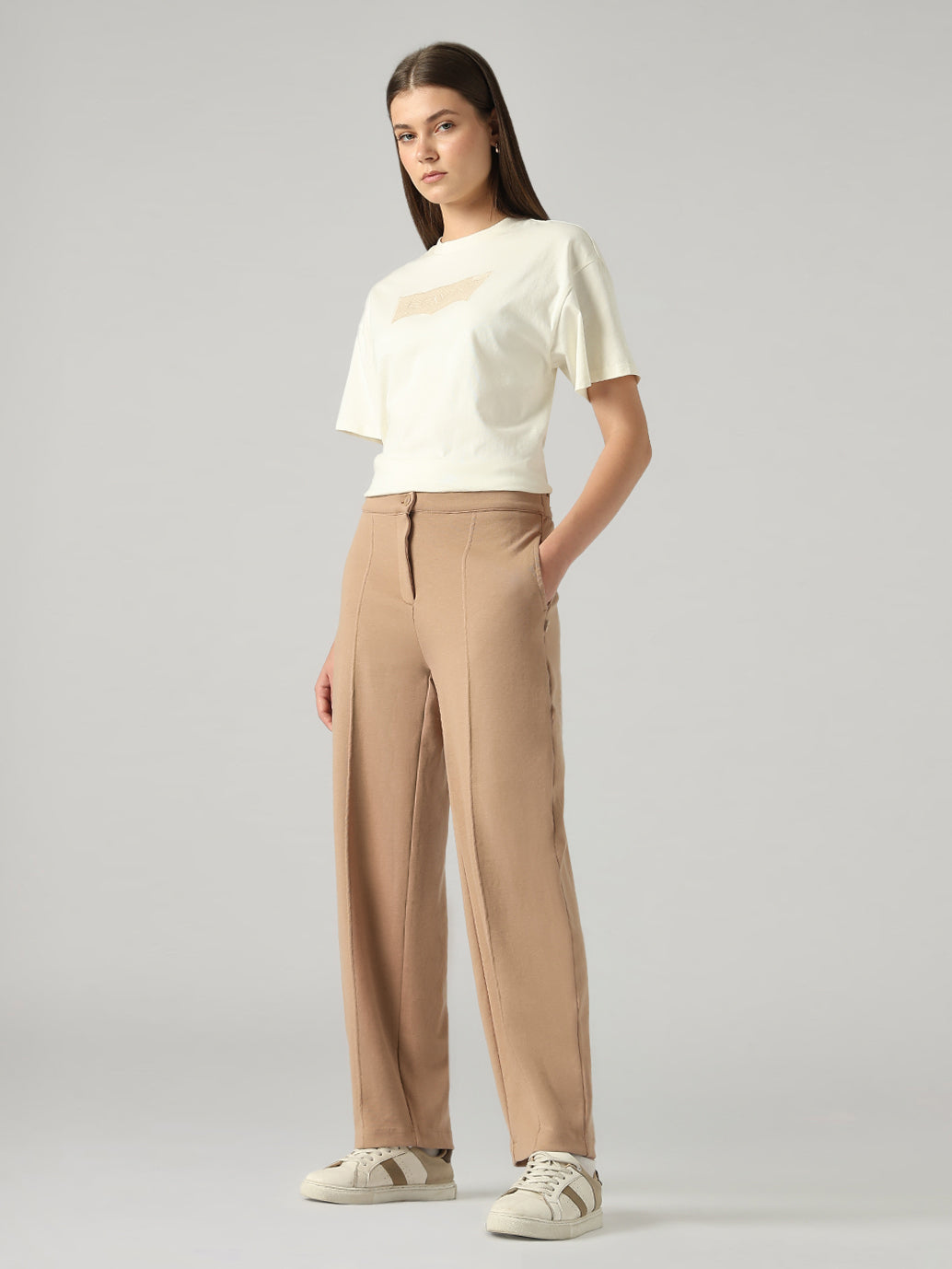 Women's 94 Khaki Baggy Fit Mid Rise Easy Trouser - Side View
