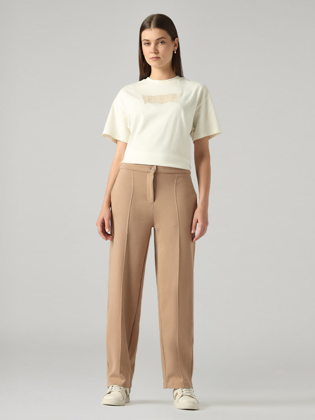 Women's 94 Khaki Baggy Fit Mid Rise Easy Trouser - Front View