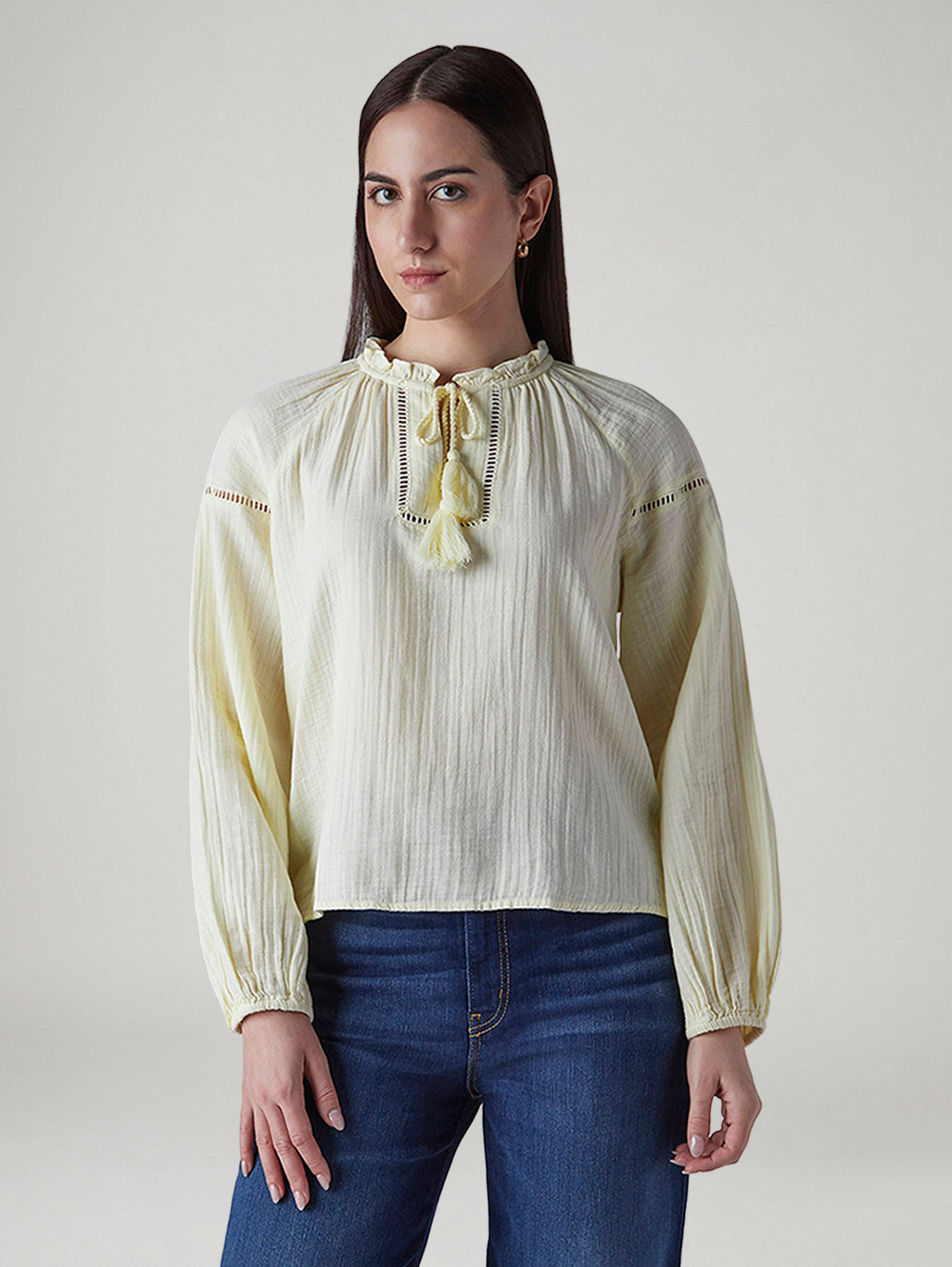 Women's Textured Regular Fit Top - Front View