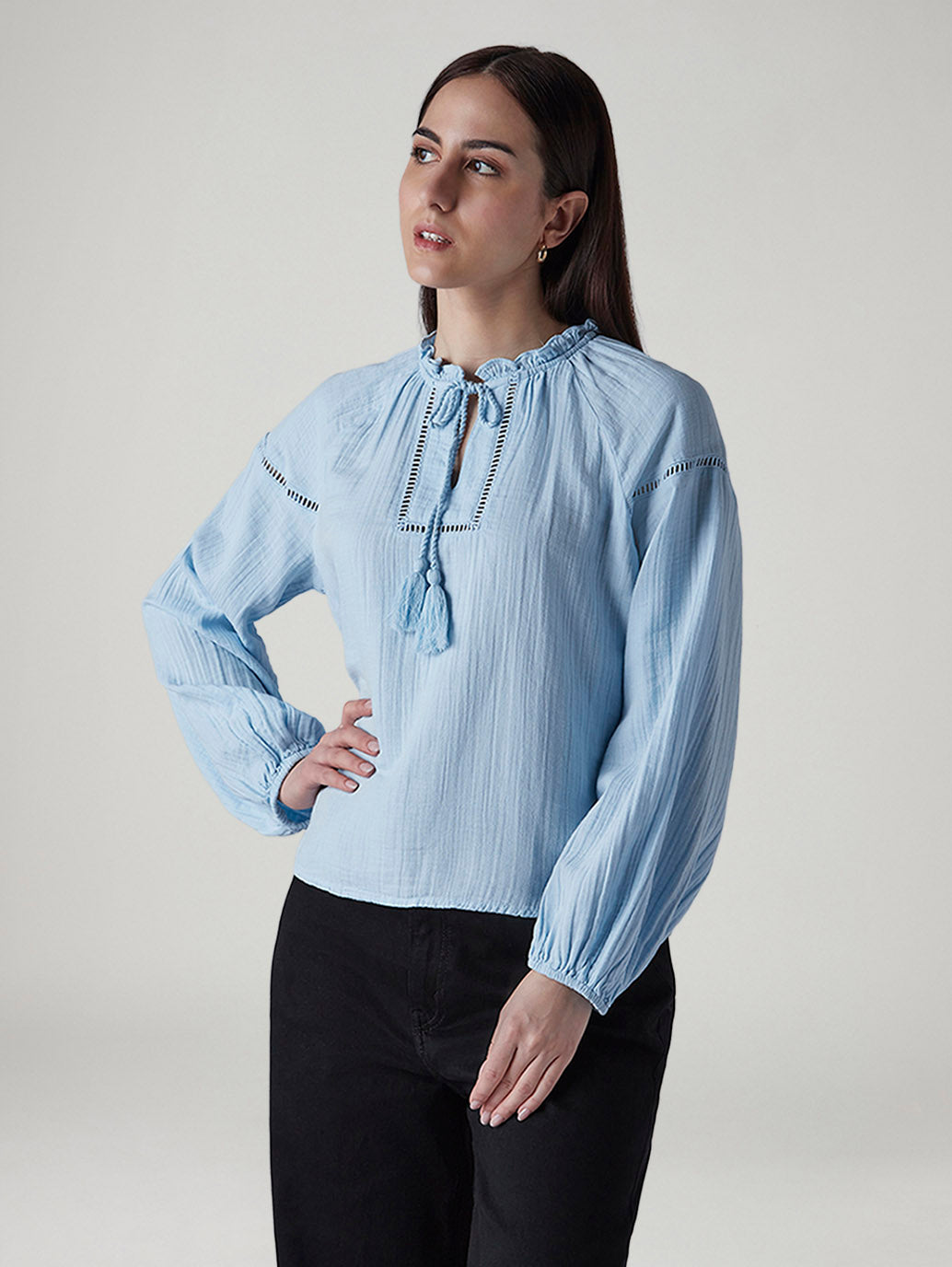 Women's Textured Regular Fit Top - Side View