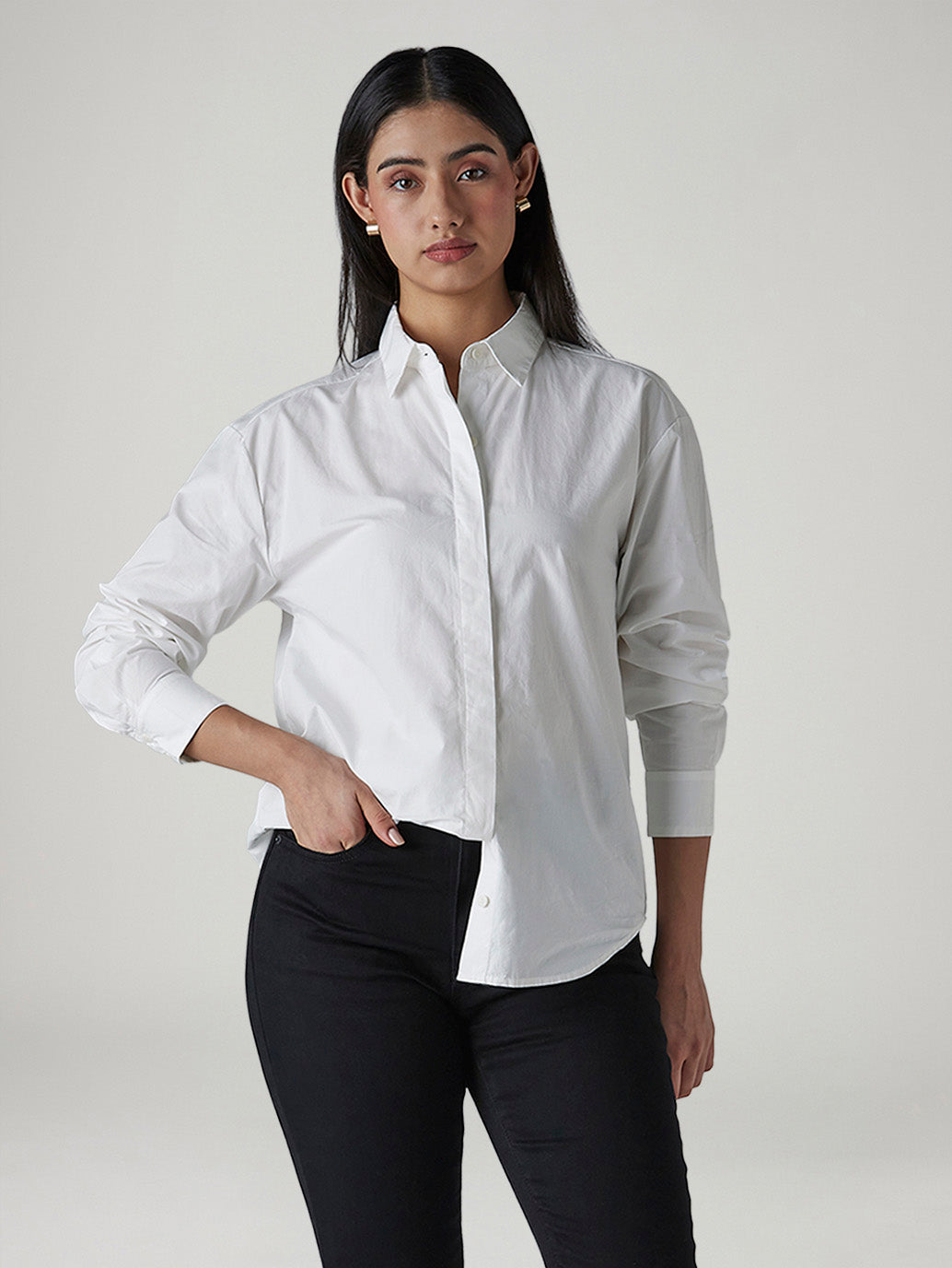 Women's Solid Relaxed Fit Poplin Shirt