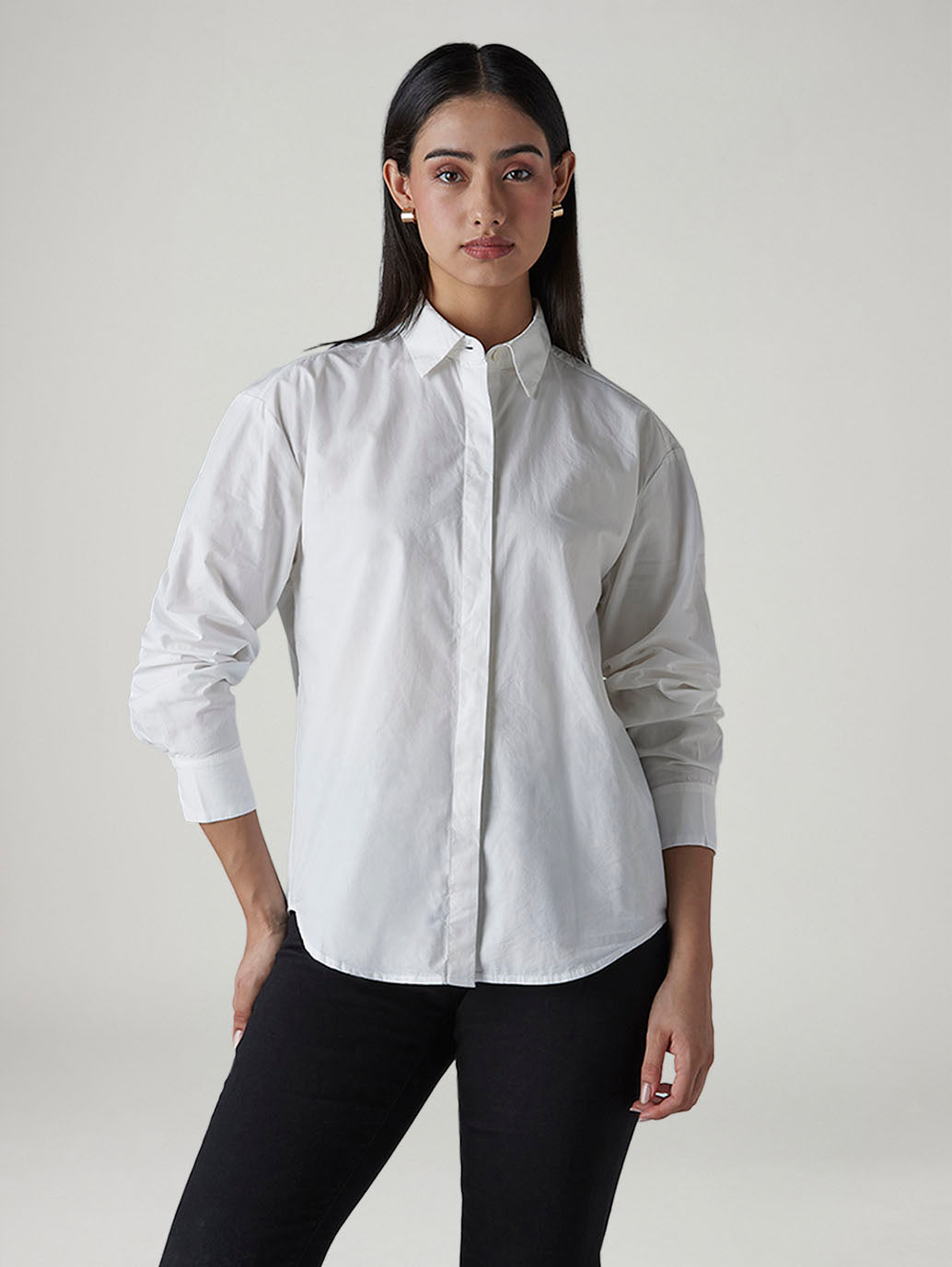 Women's Solid Relaxed Fit Poplin Shirt - 20 View