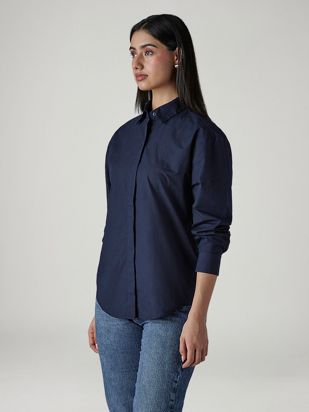 Women's Solid Relaxed Fit Poplin Shirt - 20 View