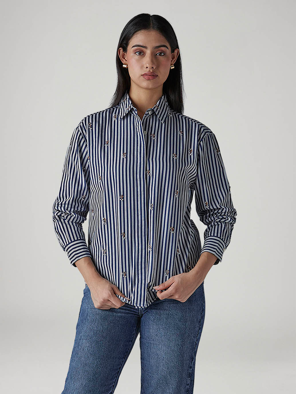 Women's Striped Relaxed Fit Shirt - 20 View