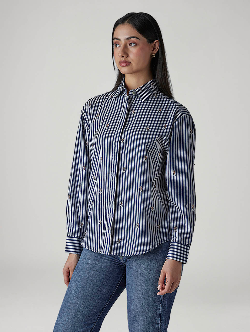 Women's Striped Relaxed Fit Shirt - 20 View